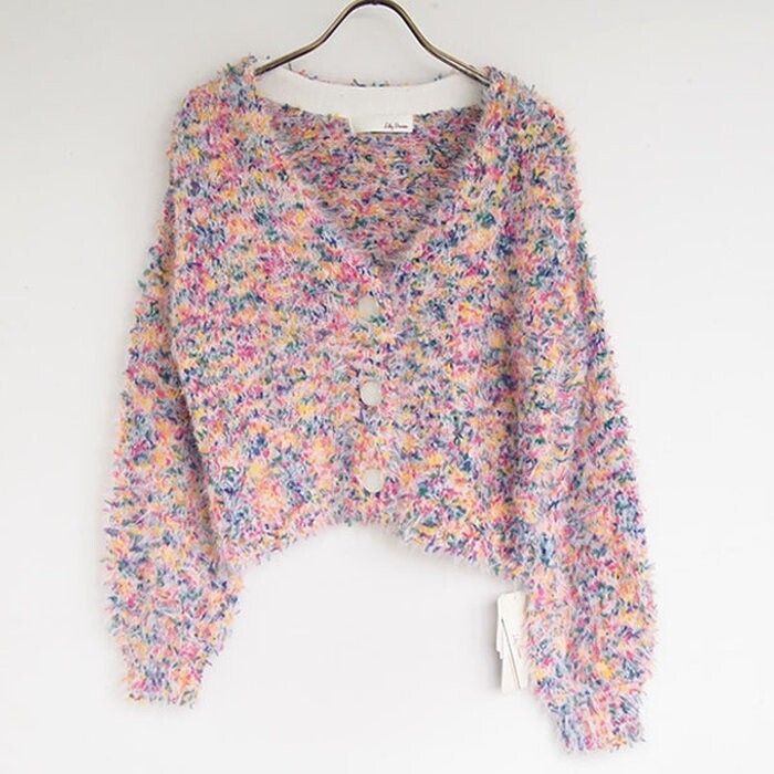 Lily Brown ミックスニットカーディガン