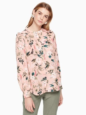 kate spade new york SWAMPED BOTANICAL LONG SLEEVE TOP