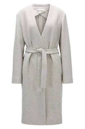 HUGO BOSS Regular-fit collarless jacket in a wool blend