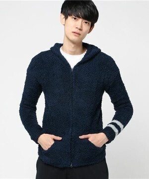 BAREFOOT DREAMS mens zip hoodie with stripe