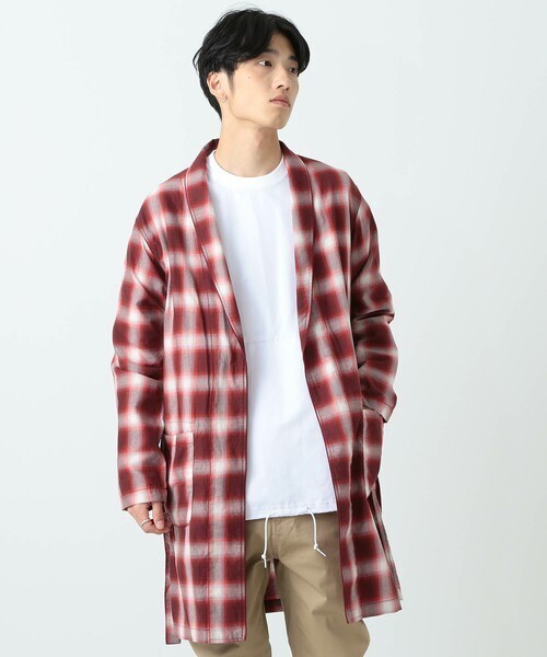 BEAMS オンブレチェック ガウン