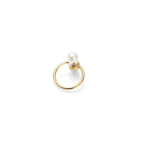 MAYU hoop catch pierce (pearl / 24mm hoop / gold)