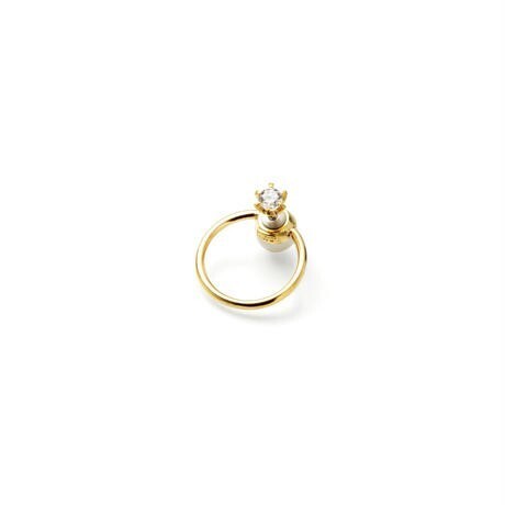 MAYU hoop catch pierce (cubic zirconia / 24mm hoop /gold)