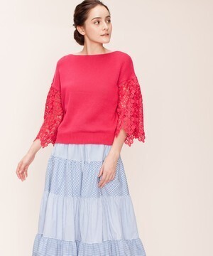 LANVIN en Bleu レーススリーブニット