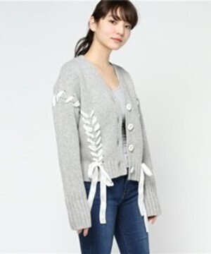 LE CIEL BLEU レースアップ2WAYニット