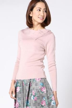 ketty リボンディティール長袖ニットプルオーバー