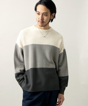 WEGO ブロッキング3配色ルーズニット