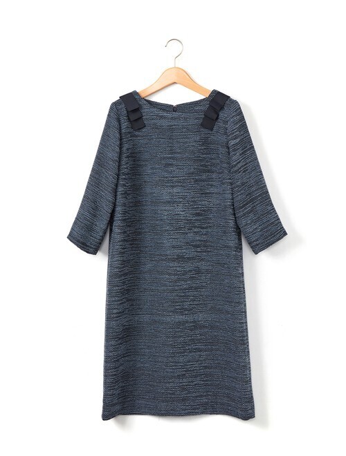TALBOTS グログランテープ付ツイードワンピース