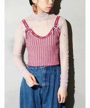 PAMEO POSE KITTEN GLITTER STRIPE KNIT BUSTIER