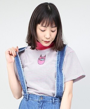PUNYUS カラーボーダーハイネックTシャツ