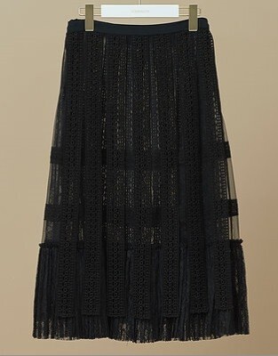 NUMBERCODE CONSTRUCT LACE FRINGE LAYERED SKIRT
