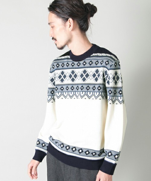URBAN RESEARCH スノーパターンクルーネックニット