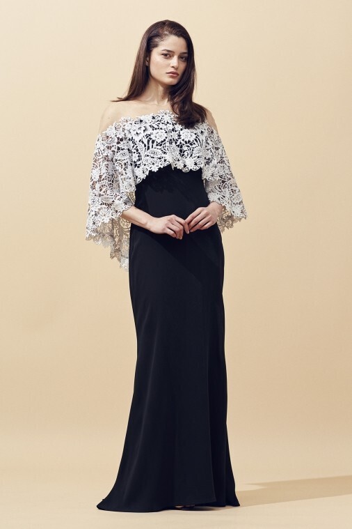 TADASHI SHOJI オフショルダーケープドレス