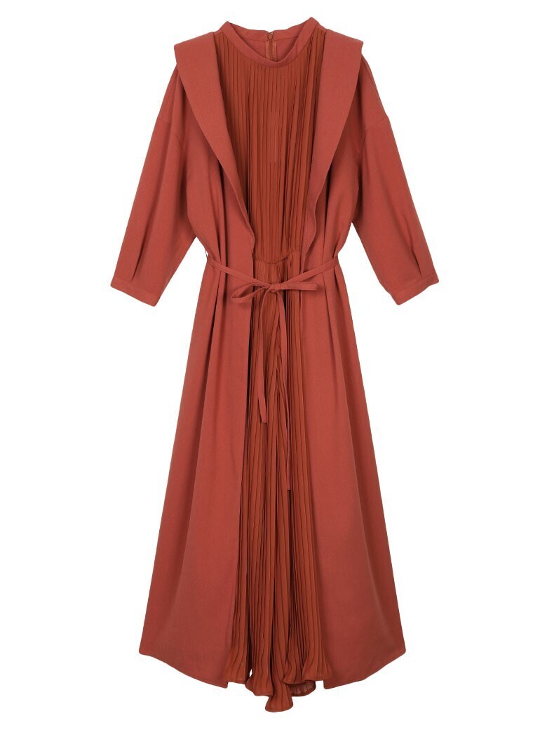 AMERI FRONT PLEATS LONG DRESS
