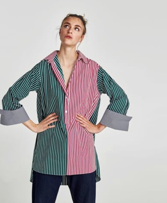 ZARA コントラストストライプ柄チュニック