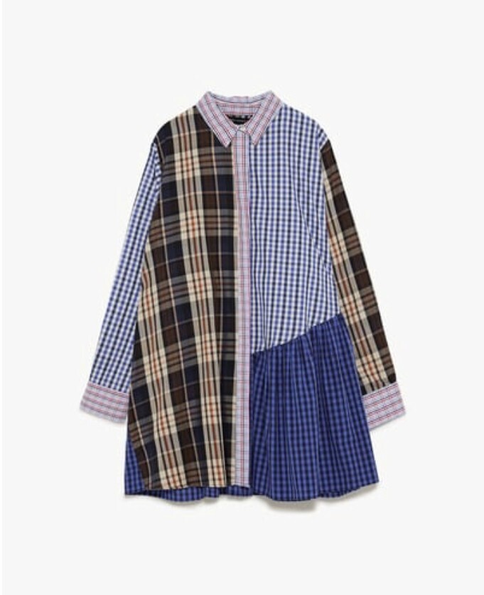 ZARA チェック柄パッチワークチュニック