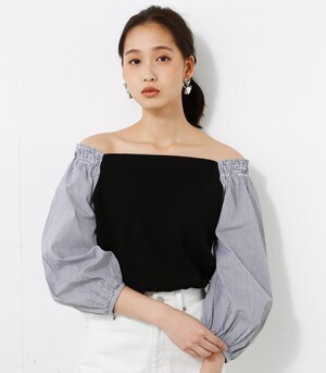 AZUL by moussy コンビオフショルプルオーバー