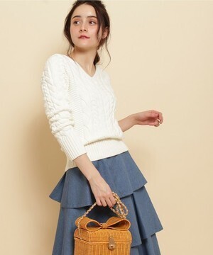 anatelier コットン混ケーブルニットプルオーバー