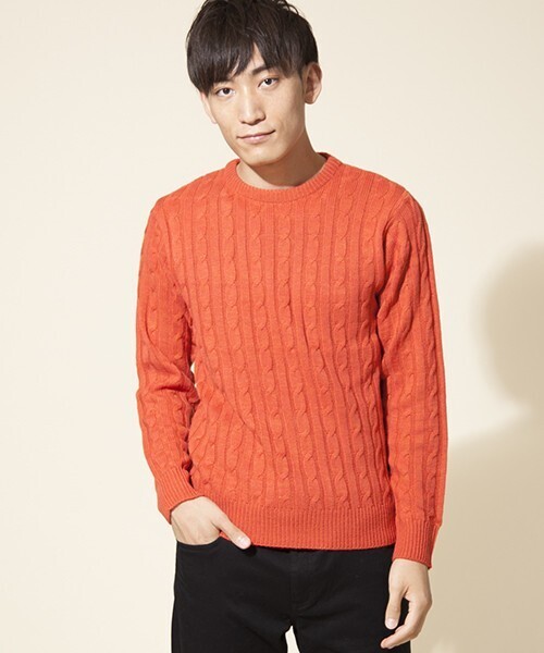 003 J.FERRY MEN ケーブルクルーニットプルオーバー