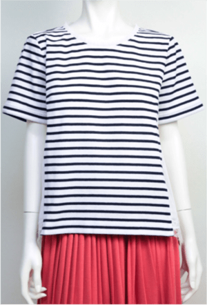 trois 【T171-82038】trois/後ろレース柄ボーダートップス