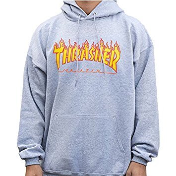 THRASHER スラッシャー ( THRASHER) Flame Logo Hood GREY (XL) スケートボード パーカー メンズ プルオーバー スウェット 長袖