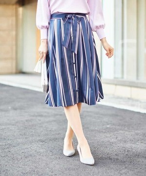 a.v.v ウエストリボン付きストライプスカート