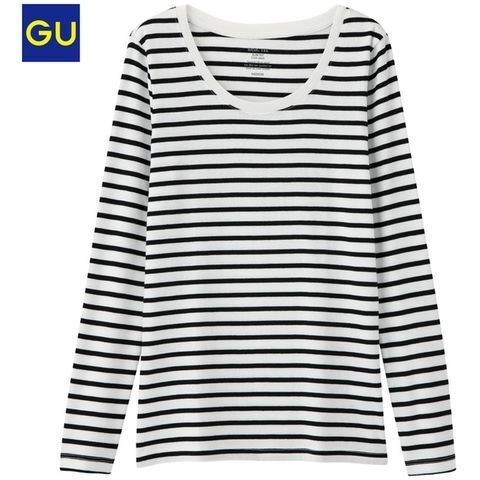 GU ボーダークルーネックＴ（長袖）