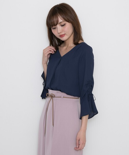 PROPORTION BODY DRESSING ギャザースリーブジョーゼットブラウス