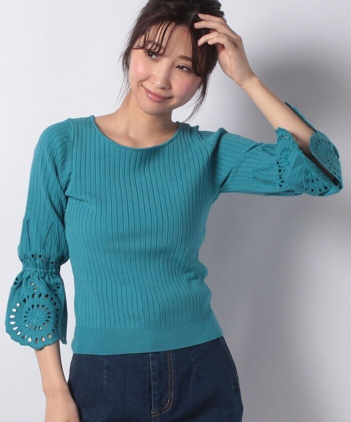 Mystrada ★袖刺繍リブニット