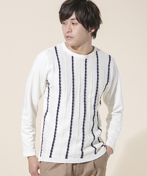 J.FERRY ストライプニットスイッチプルオーバー