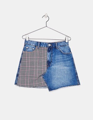 Bershka コントラストテーラードデニムスカート
