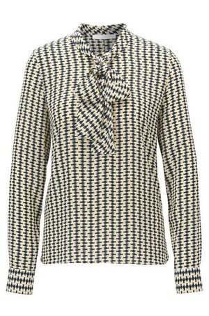 HUGO BOSS Fish-print blouse with bow neckline