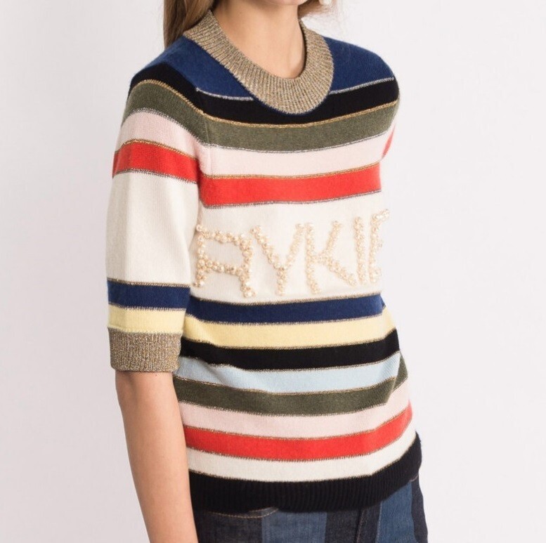 Sonia Rykiel Striped embroidered cashmere sweater