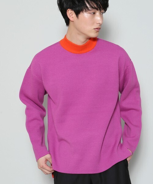 JUNRed ダイナホットリバーシブルモックネックニット