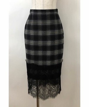 lilLilly レースチェックコンビスカート