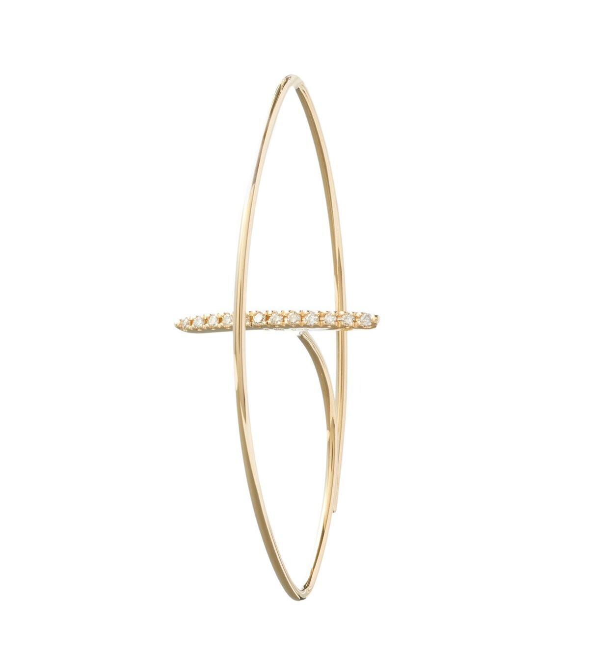 HIROTAKA Gossamer Floating Diamond Bar Oval Earring M