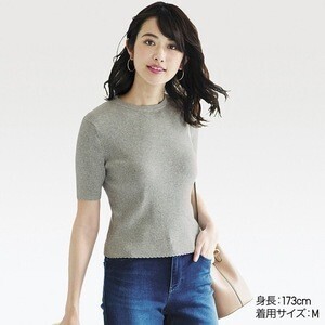 UNIQLO UVカットリブクルーネックセーター(5分袖)