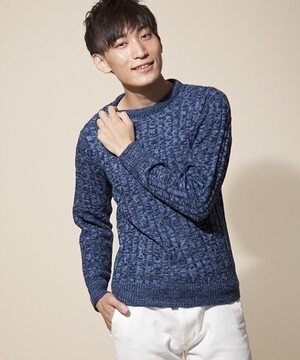 003 J.FERRY MEN ケーブルクルーニットプルオーバー