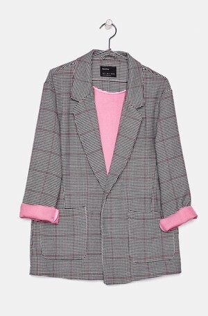 Bershka コントラストディテール入りチェック柄ブレザー