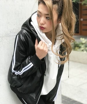 SPIGA ラインレザーフーディーJK