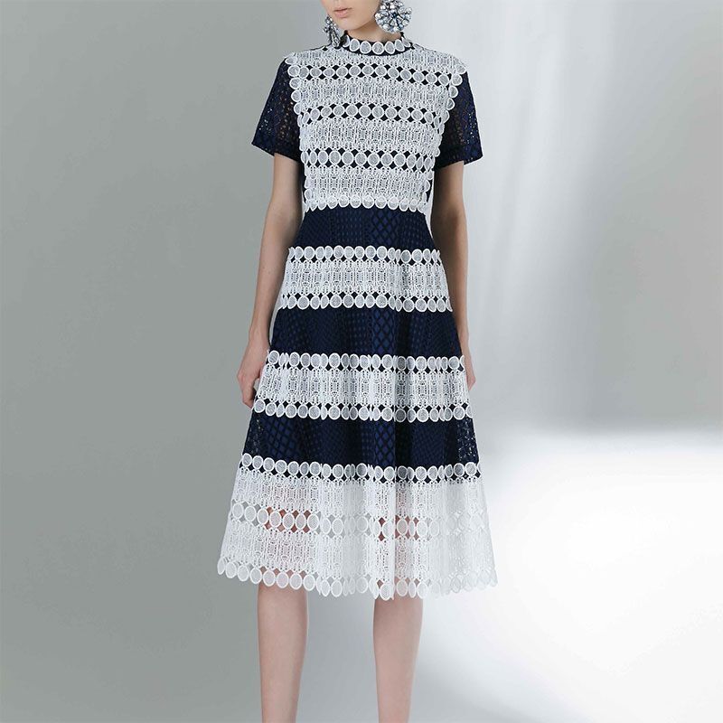 DISAYA Lace Guipure Jewelry Midi Dress