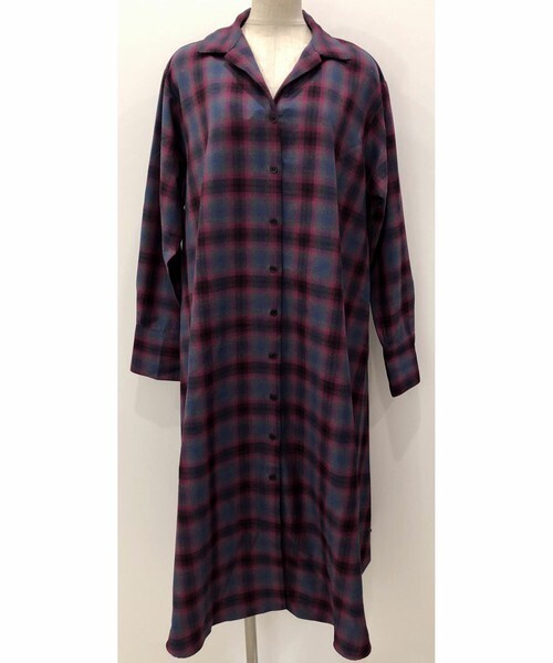lilLilly 2wayオフショルシャドーチェックシャツドレス