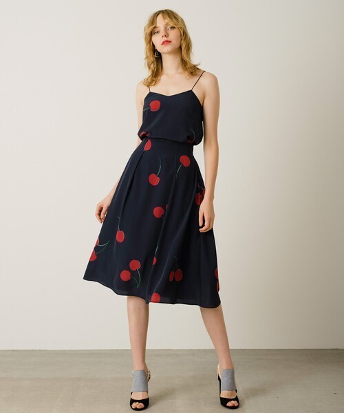 Banner Barrett CHERRY PRINT FLARE SKIRT