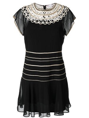 RED VALENTINO embroidered flared dress