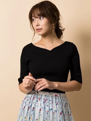 TONAL リブハートネック2WAY ニット