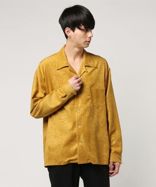 Iroquois SUEDE LEOPARD ルーズシルエット開襟シャツ