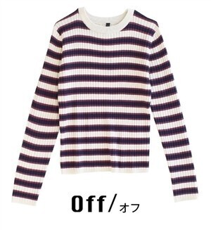 e-zakkamania stores マルチボーダー リブニット プルオーバー