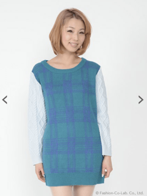 Honey Salon アランスリーブチェックワンピ