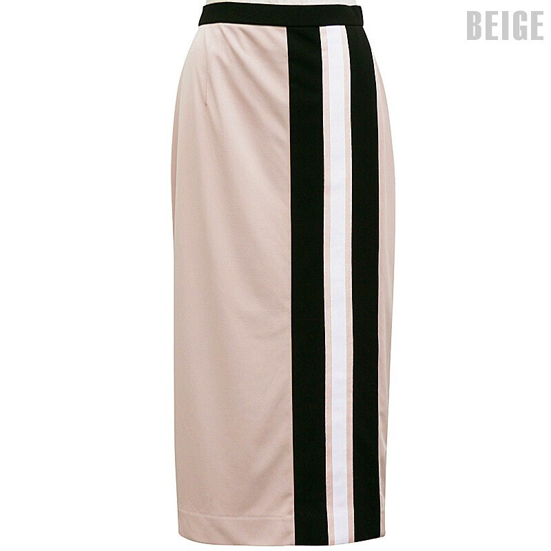 Adonisis SUPER SMOOTH WOVEN LIKE JERSEY SPORTY TAPE DESIGN STRAIGHT LINE SKIRT