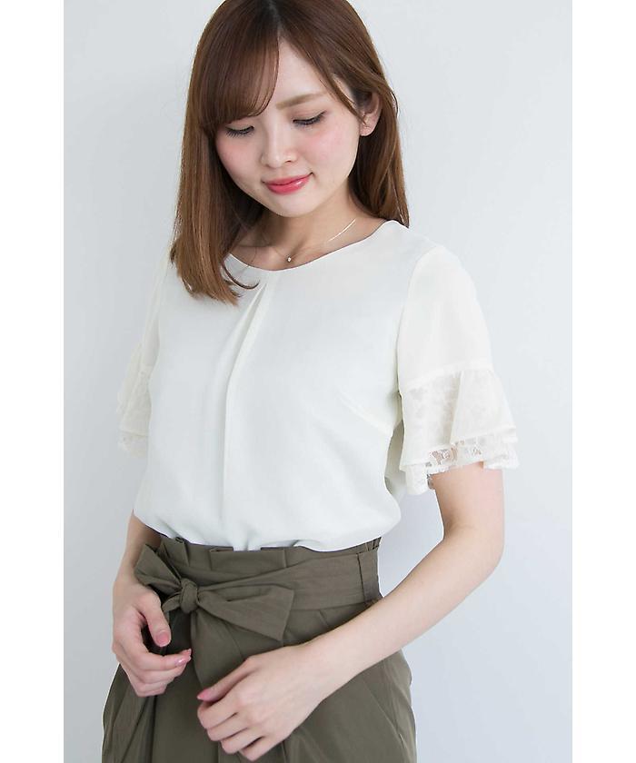 PROPORTION BODY DRESSING シフォンレーススリーブブラウス